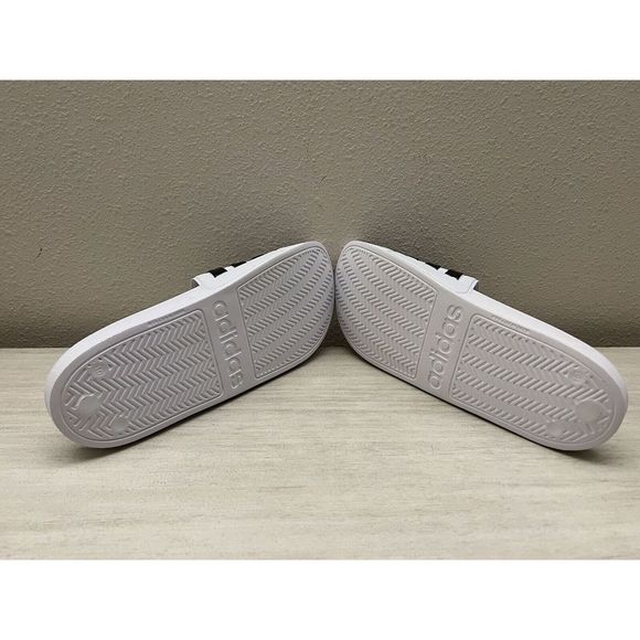Adidas Mens Sz 10 Adilette Black White Shower Slide Open Toe Sandals NEW! - Picture 11 of 14